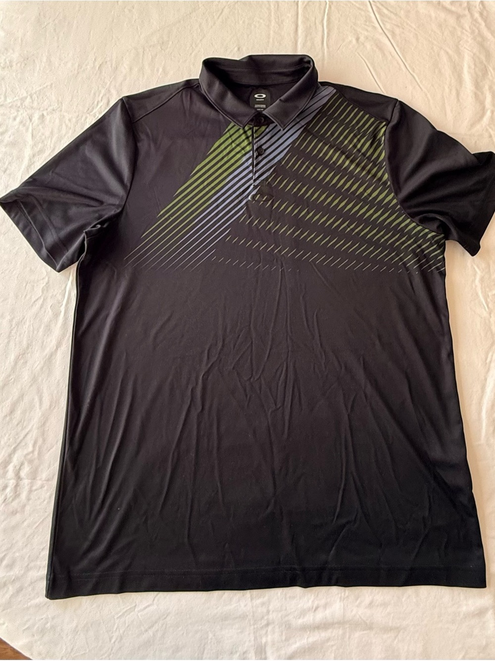 Oakley Men's XL Black Green Geometric Golf Performance Polo
Shirt